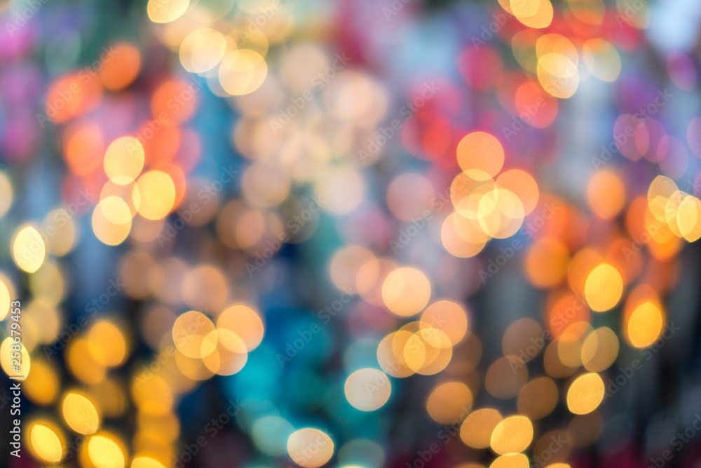 Fototapeta premium Abstract multi-colored bokeh background. Defocused light for Christmas, New Year.