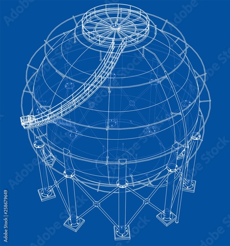 Spherical gas tank outline. Vector