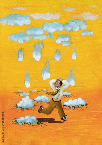 falling sky humorous illustration concept of fear photo