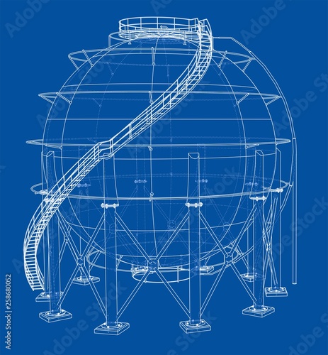 Spherical gas tank outline. Vector