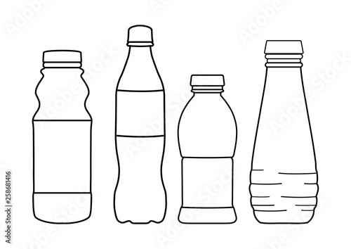 Set of bottle lines icons on white background - vector illustration.