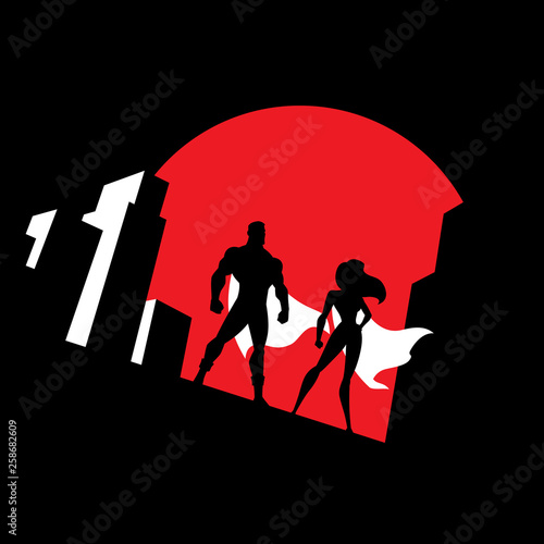 Superhero Couple Background Symbol