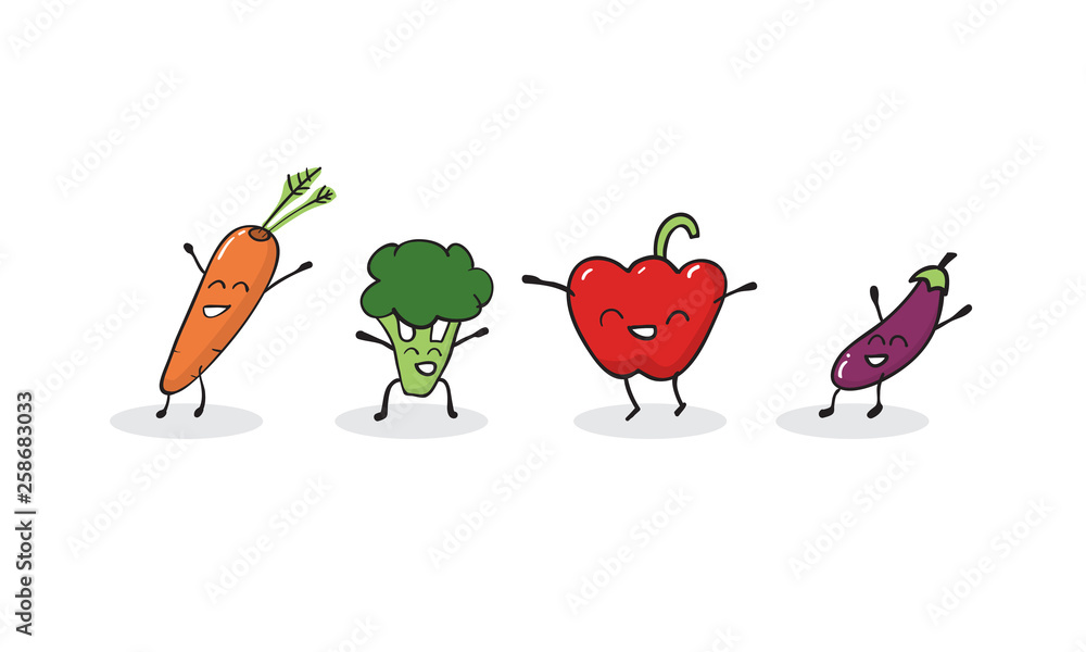 Naklejka premium funny vegetables - carrots, broccoli, pepper, zucchini