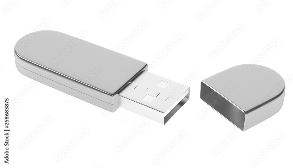 USB flash drive. 3d rendering illustration isolated USB flash drive. 3d rendering illustration isolated