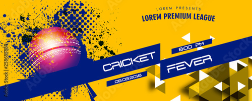 Cricket Match schedule concept with illustration of glossy ball 