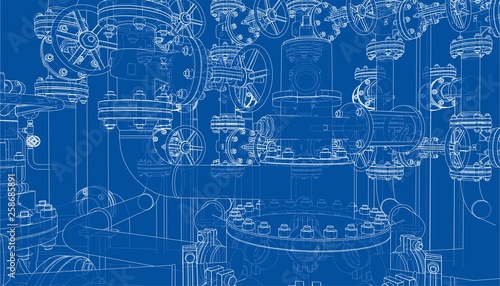 Sketch of industrial equipment. Vector