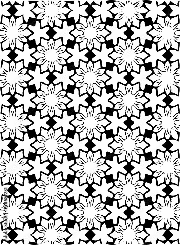 Black and white ornate geometric pattern and abstract background Black and white ornate geometric pattern and abstract background