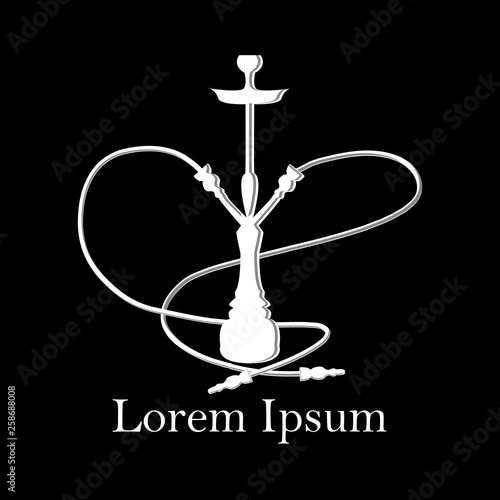 Hookah logo on black background, vector illustration