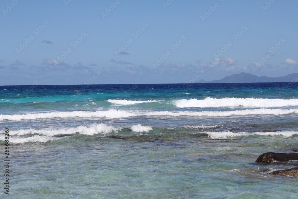 North island seychelles beach Indian Ocean palms North island seychelles beach Indian Ocean palms