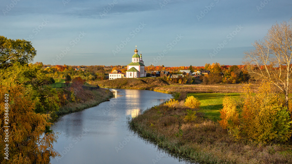 Suzdal, Ilinsky church in autumn day. Russia
