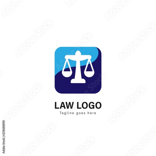 Law logo template design. Law logo with modern frame vector design