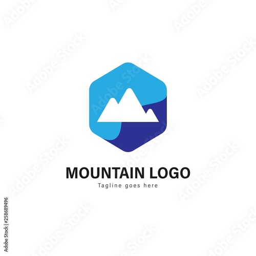 Free Download Mountain logo template design. Mountain logo with modern frame vector design - GFXLoad