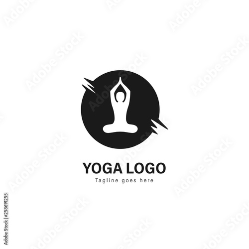 Yoga logo template design. Yoga logo with modern frame vector design