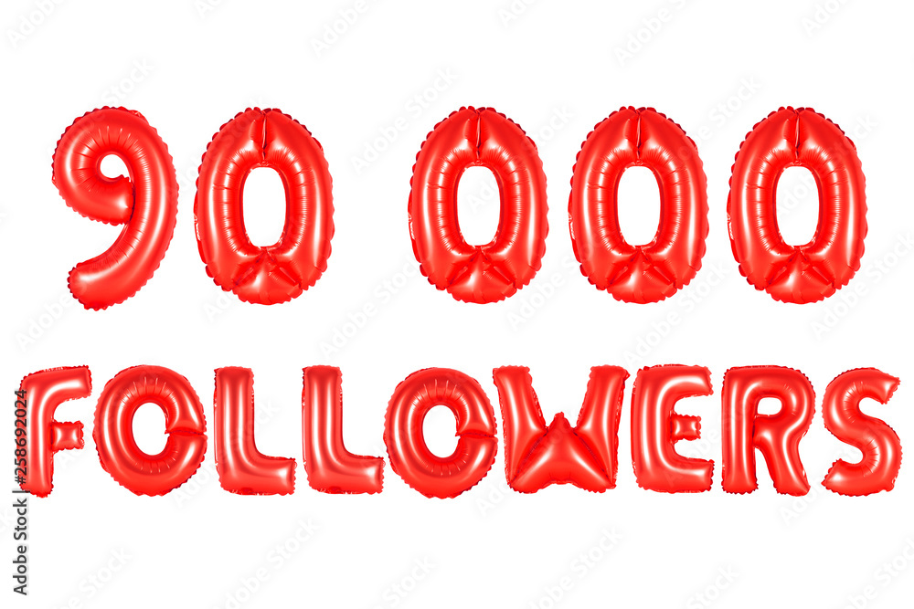 ninety thousand followers, red color ninety thousand followers, red color