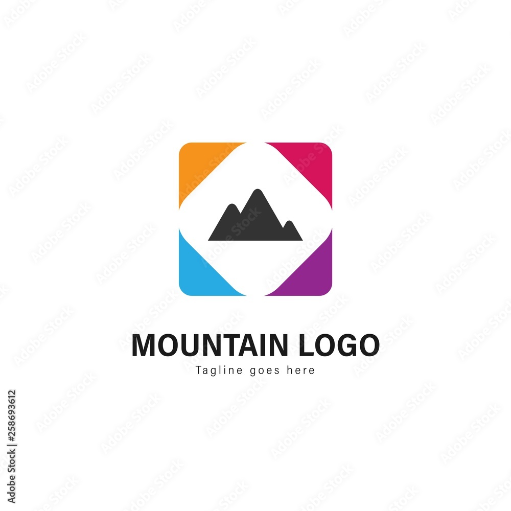 Mountain logo template design. Mountain logo with modern frame vector design Mountain logo template design. Mountain logo with modern frame vector design