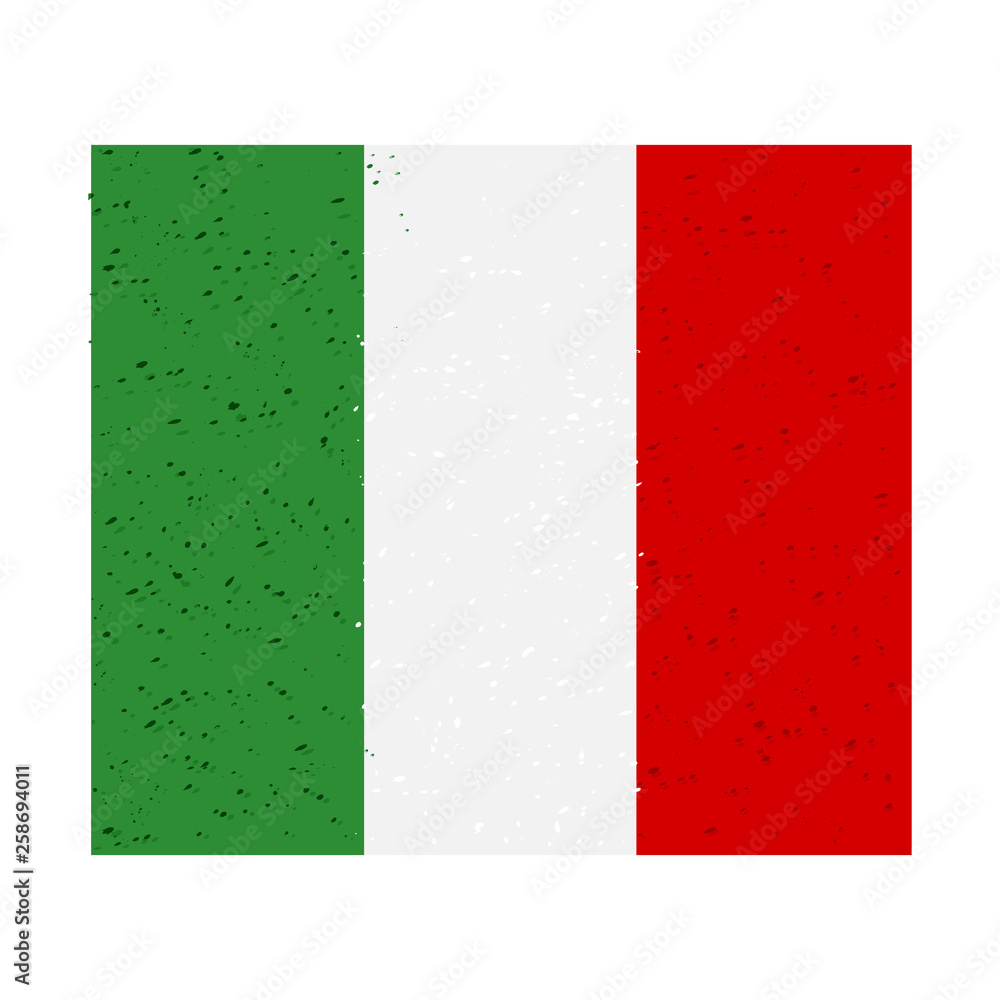 Watercolor painting flag of italy .Grunge Italy Flag, brush stroke background grunge texture.Vector.