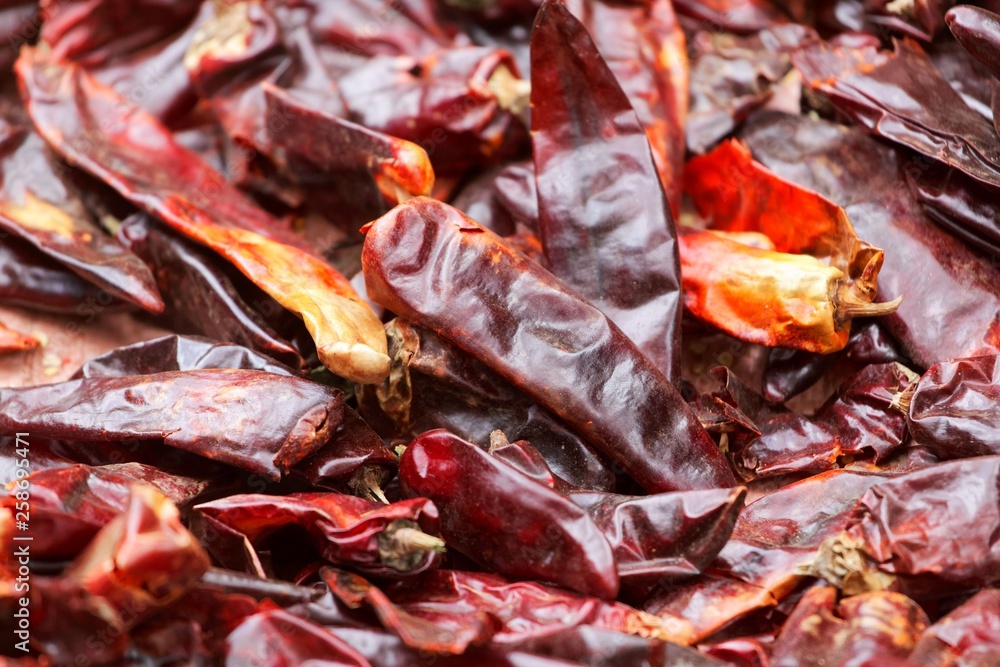 Red pepper fruits prepared for air drying Red pepper fruits prepared for air drying