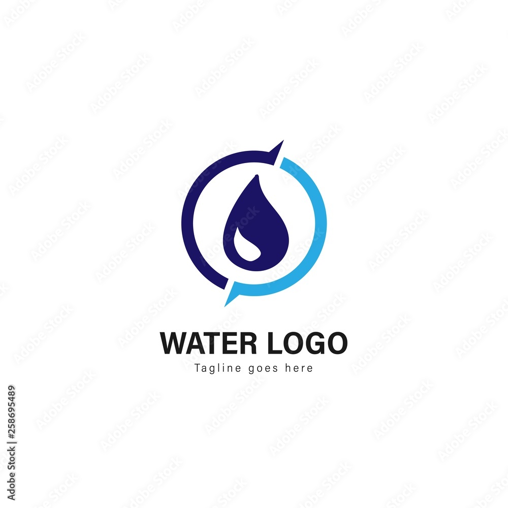 Water logo template design. Water logo with modern frame vector design Water logo template design. Water logo with modern frame vector design