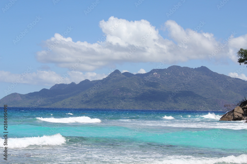 North island seychelles beach Indian Ocean palms North island seychelles beach Indian Ocean palms