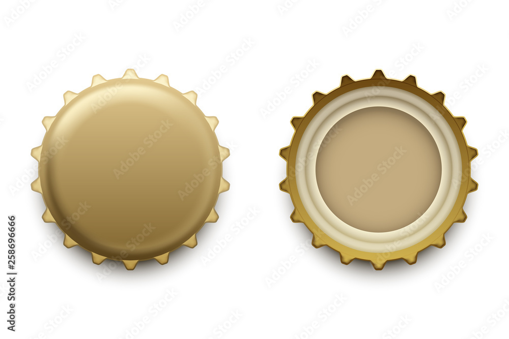 Bottle cap in different views, vector illustration on plain background Bottle cap in different views, vector illustration on plain background