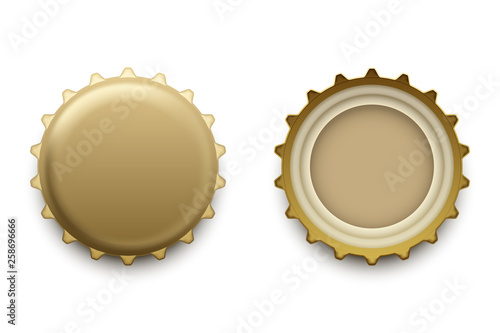 Bottle cap in different views, vector illustration on plain background