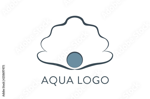Aqua logo. Shell Logo abstract design vector template. Travel Seafood restaurant Jewelry Luxury Fashion Logotype concept icon.