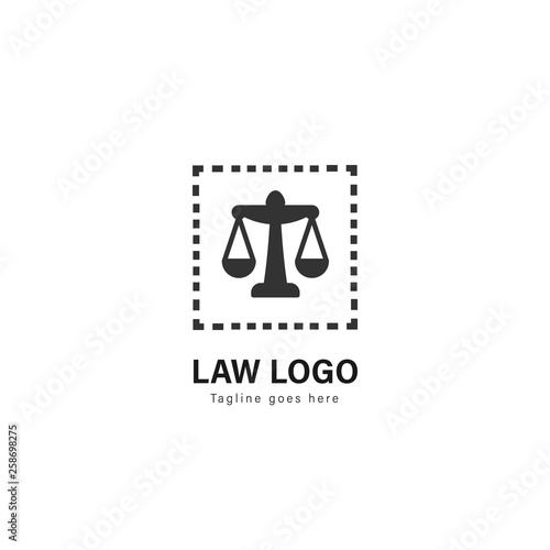 Law logo template design. Law logo with modern frame vector design