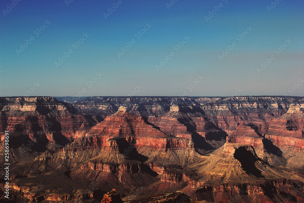 Grand Canyon dark toned classic view in Arizona, USA