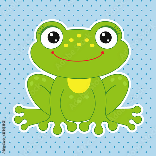 Funny little frog. Educational game for children. Cartoon vector illustration