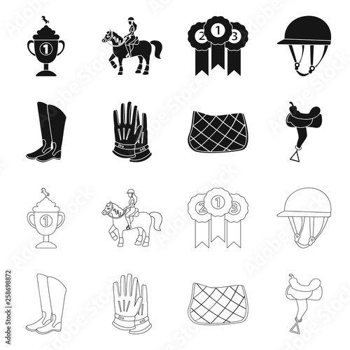 Vector illustration of equipment and riding logo. Collection of equipment and competition stock symbol for web.