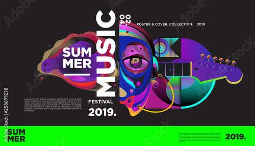 Summer Colorful Art and Music Festival Banner and Cover Template for Event, Magazine, and Web Banner.