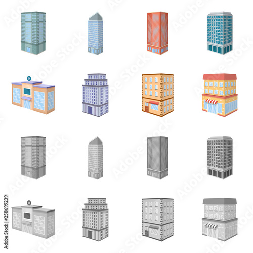 Isolated object of construction and building icon. Collection of construction and estate stock vector illustration.