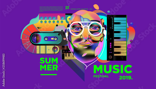 Summer Colorful Art and Music Festival Banner and Cover Template for Event, Magazine, and Web Banner.