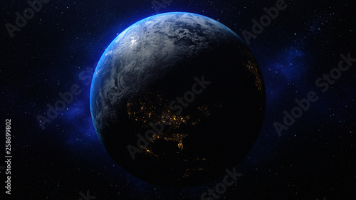 3d rendering planet earth in the space