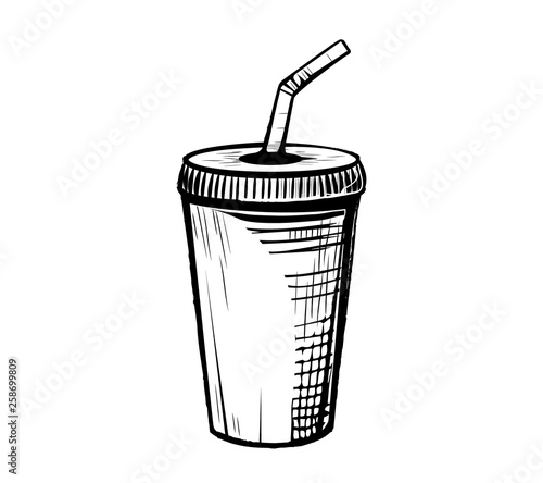 Vector illustration soda isolated on white background. Hand drawn style sketch. For restaurant or cafe drink menu.