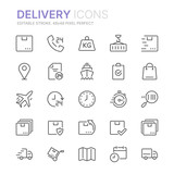Collection of delivery line icons. 48x48 Pixel Perfect. Editable stroke