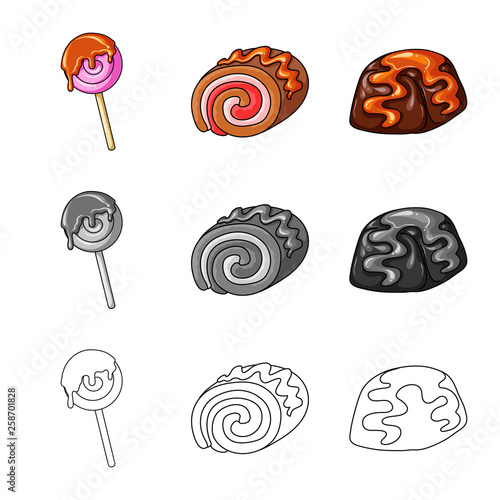 Isolated object of confectionery and culinary symbol. Collection of confectionery and product stock vector illustration.