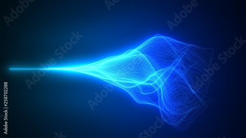 wave motion with glowing energy trails. 3d illustration