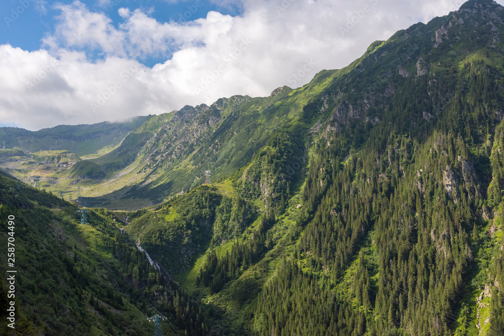 View From Transfagarasan Road, paved mountain road crossing the southern section of the Carpathian Mountains of Romania