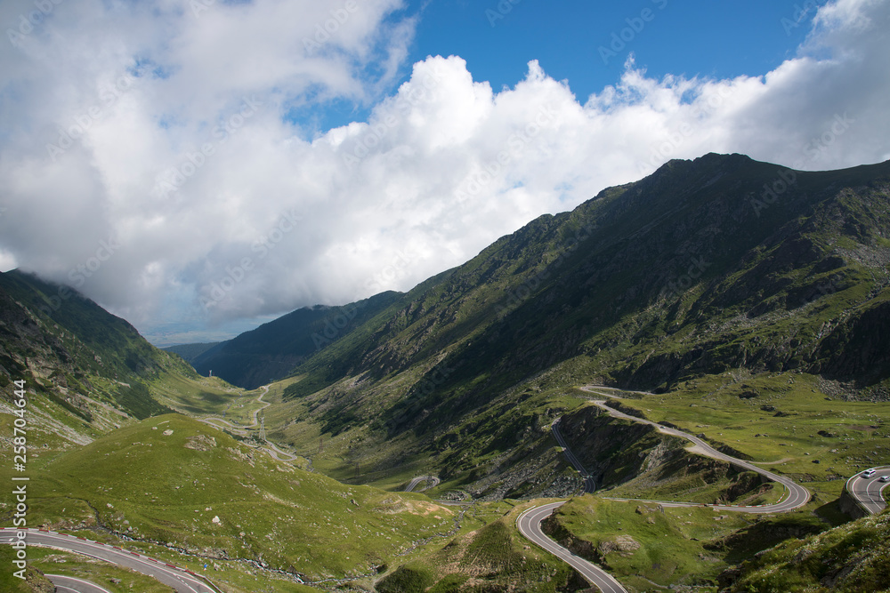 View From Transfagarasan Road, paved mountain road crossing the southern section of the Carpathian Mountains of Romania