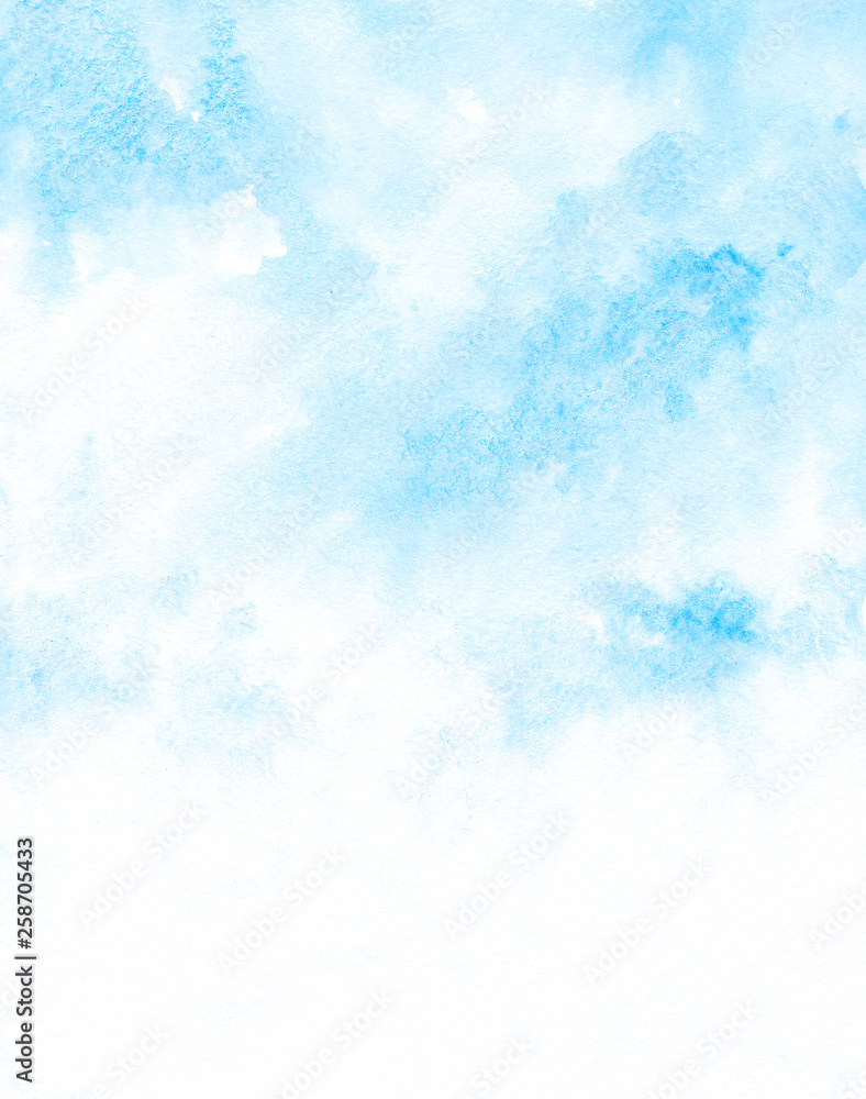 Soft Blue watercolor morning sky background Paint texture