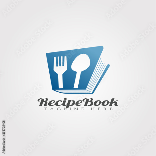 Recipe food book vector logo design,food icon