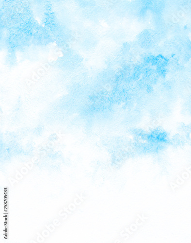 Soft Blue watercolor morning sky background Paint texture