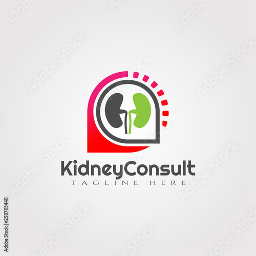 Kidney consultation vector logo design,healthcare and medical icon