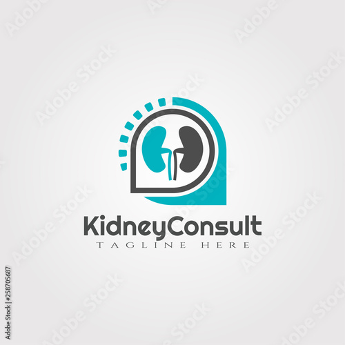 Kidney consultation vector logo or icon