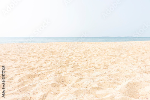 beautiful sand beach free space with blue sky.