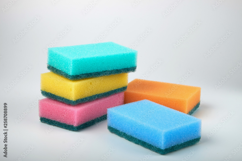 sponge for washing dishes on white background