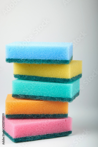 sponge for washing dishes on white background