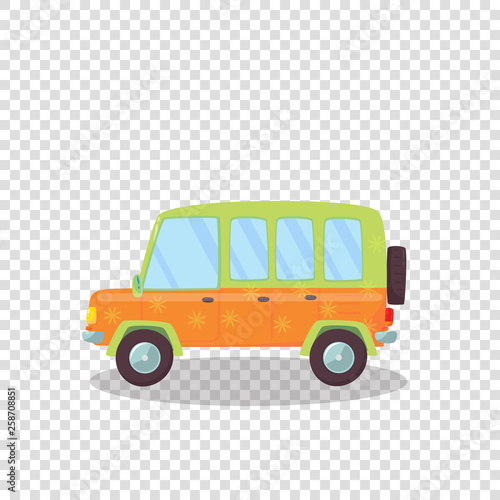 Cute Car with Flowers Ornament and Spare Wheel.