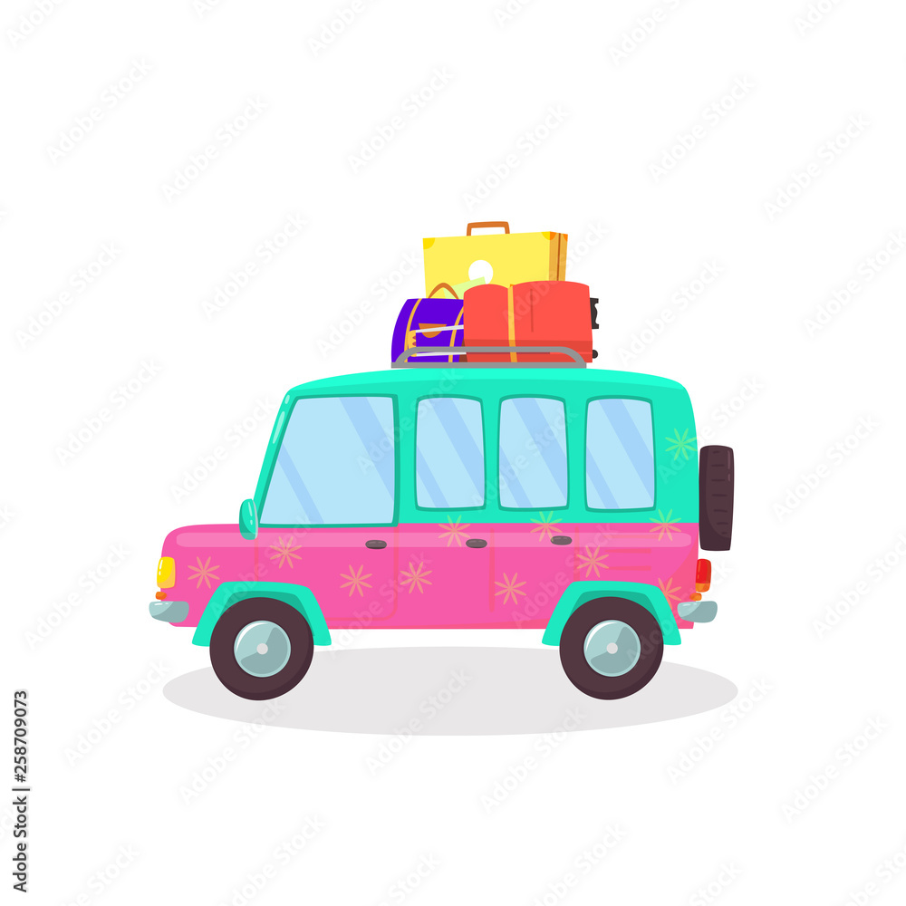Fototapeta premium Suitcases and Bags in Car Trunk Ready for Holidays